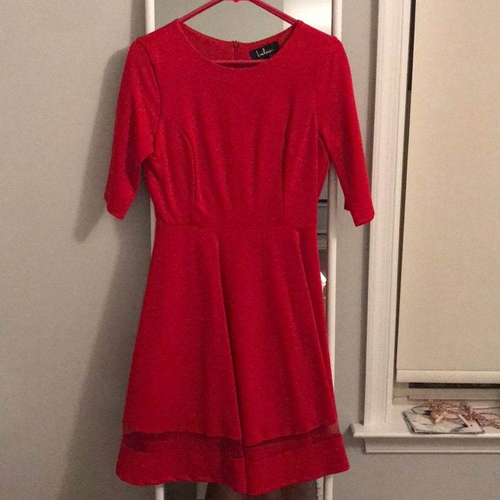 Lulus red 3/4 sleeve dress